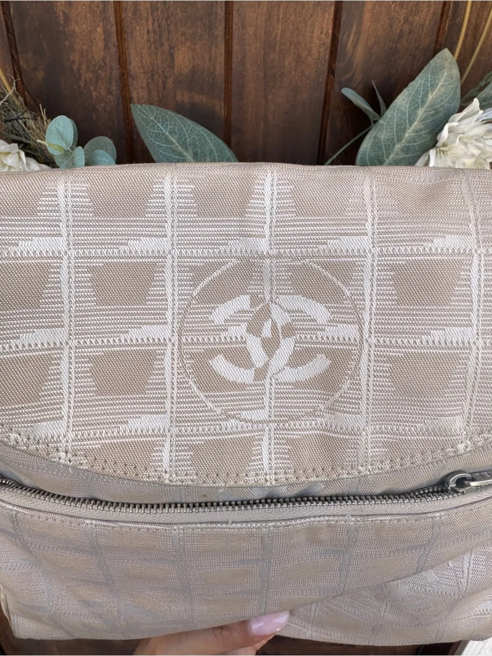 Authentic Vintage Chanel Beige Monogram Nylon Backpack